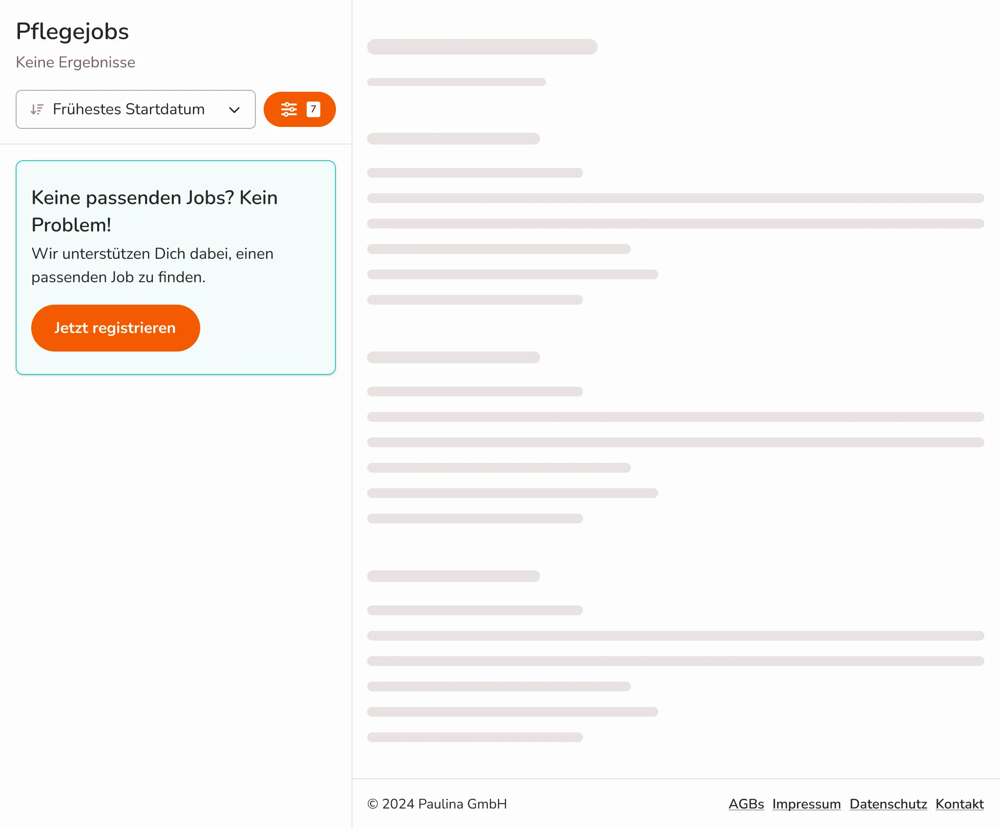 Empty jobs view in large screens