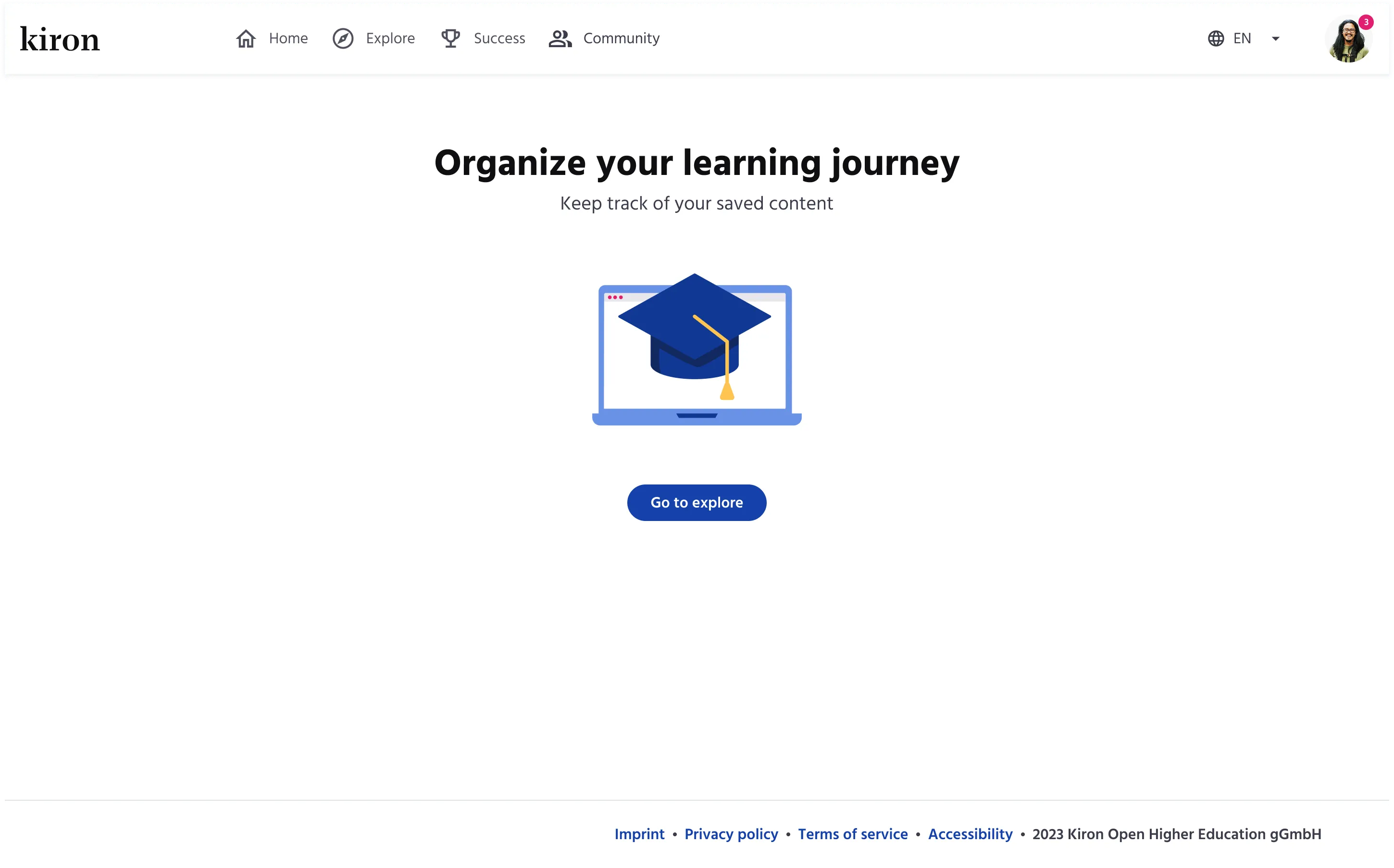 My lists page — empty state (web)
