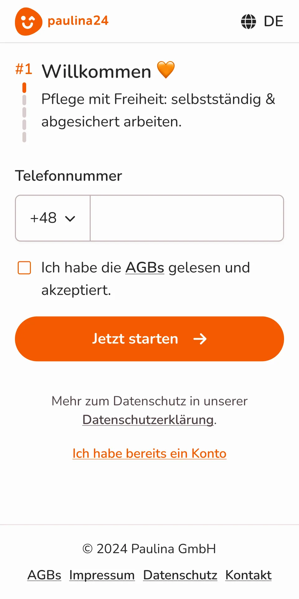 v2 phone number screen (funnel step 1)
